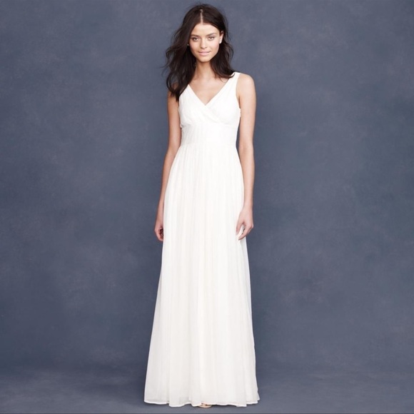 J. Crew Dresses J Crew Ivory Silk Chiffon Pleated Sophia Wedding